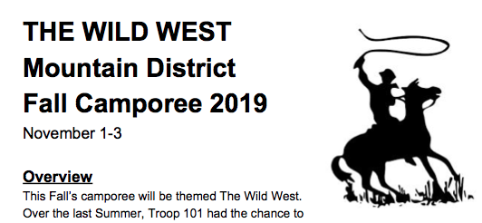 THE WILD WEST Mountain District Fall Camporee 2019
