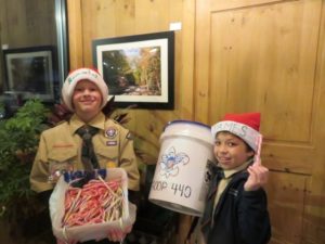 Two scouts fundraising at gilmer arts